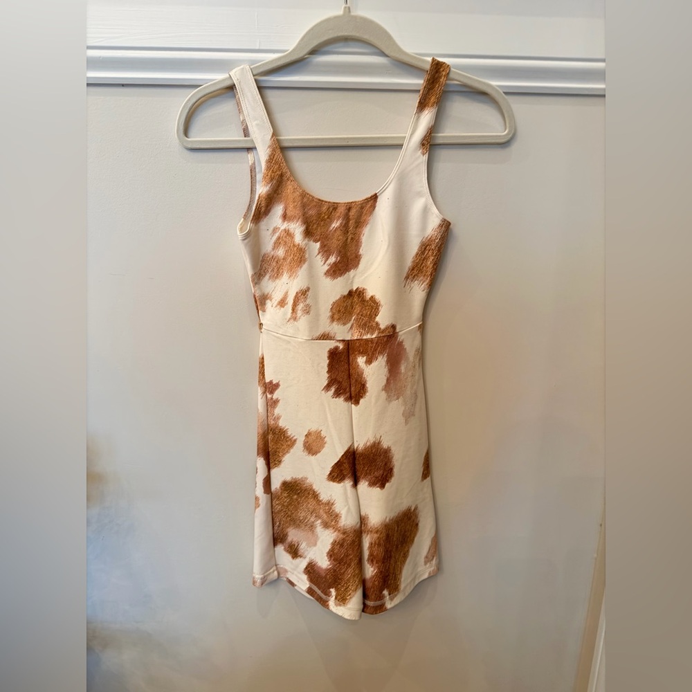 We Wore What Women’s Cream & Brown Cowprint Tank Romper